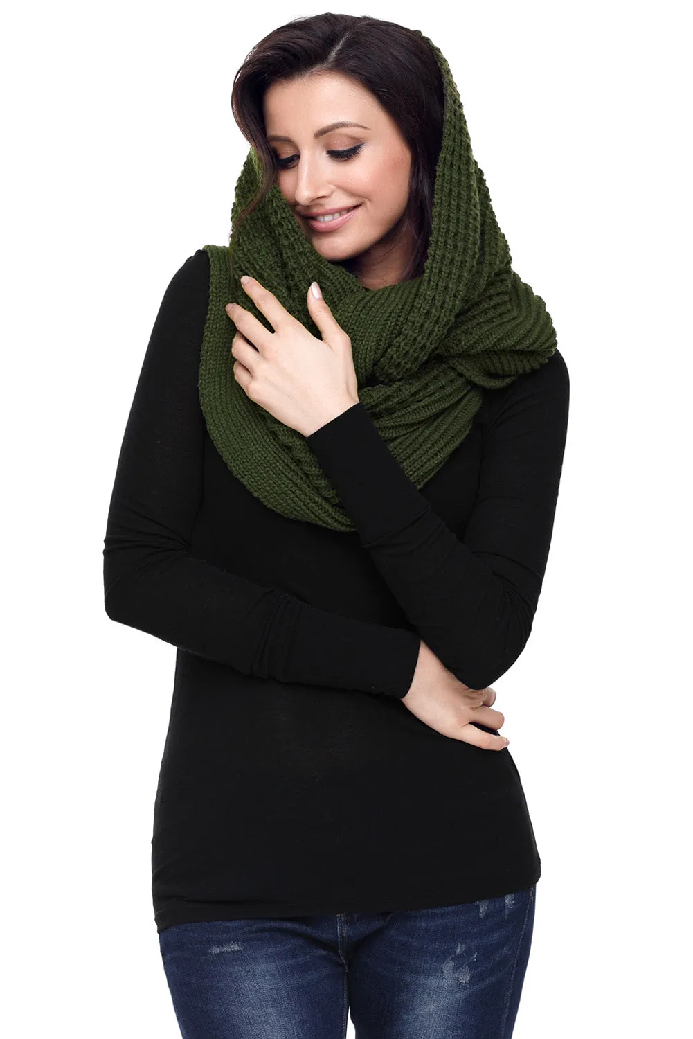 Sexy Green Cable Knit Chunky Scarf