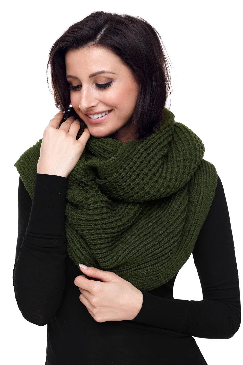 Sexy Green Cable Knit Chunky Scarf