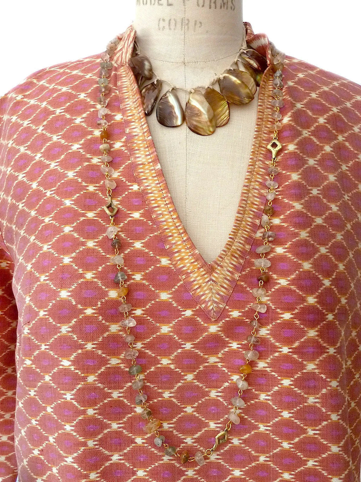 Silk Ikat Tunic Pink Terracotta One Of A Kind