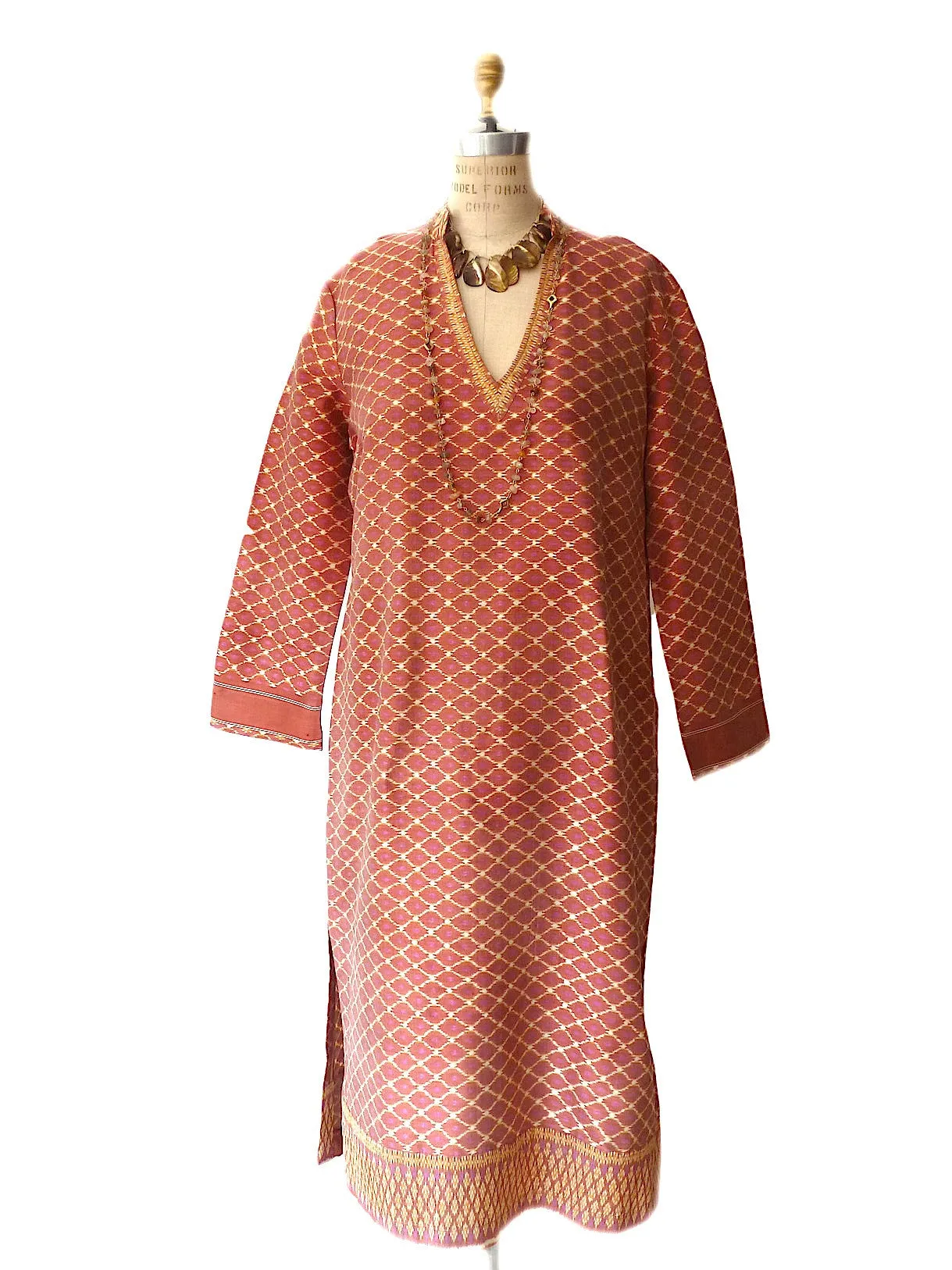 Silk Ikat Tunic Pink Terracotta One Of A Kind