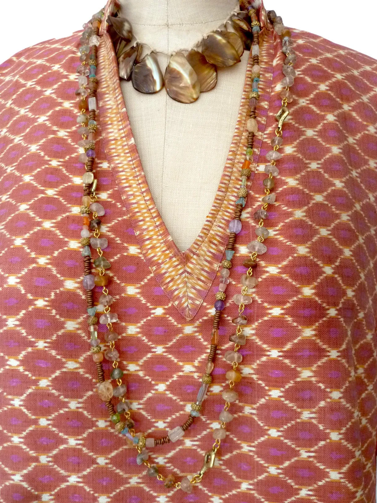 Silk Ikat Tunic Pink Terracotta One Of A Kind