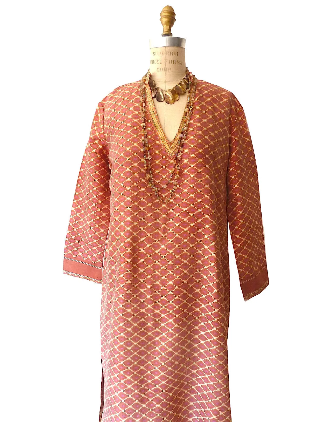 Silk Ikat Tunic Pink Terracotta One Of A Kind
