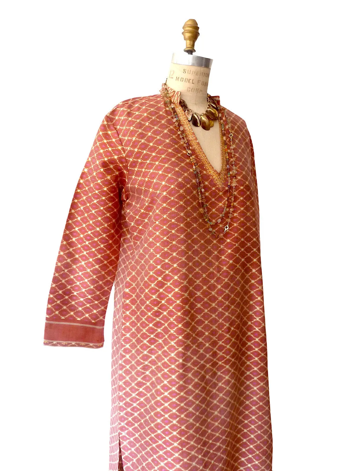 Silk Ikat Tunic Pink Terracotta One Of A Kind