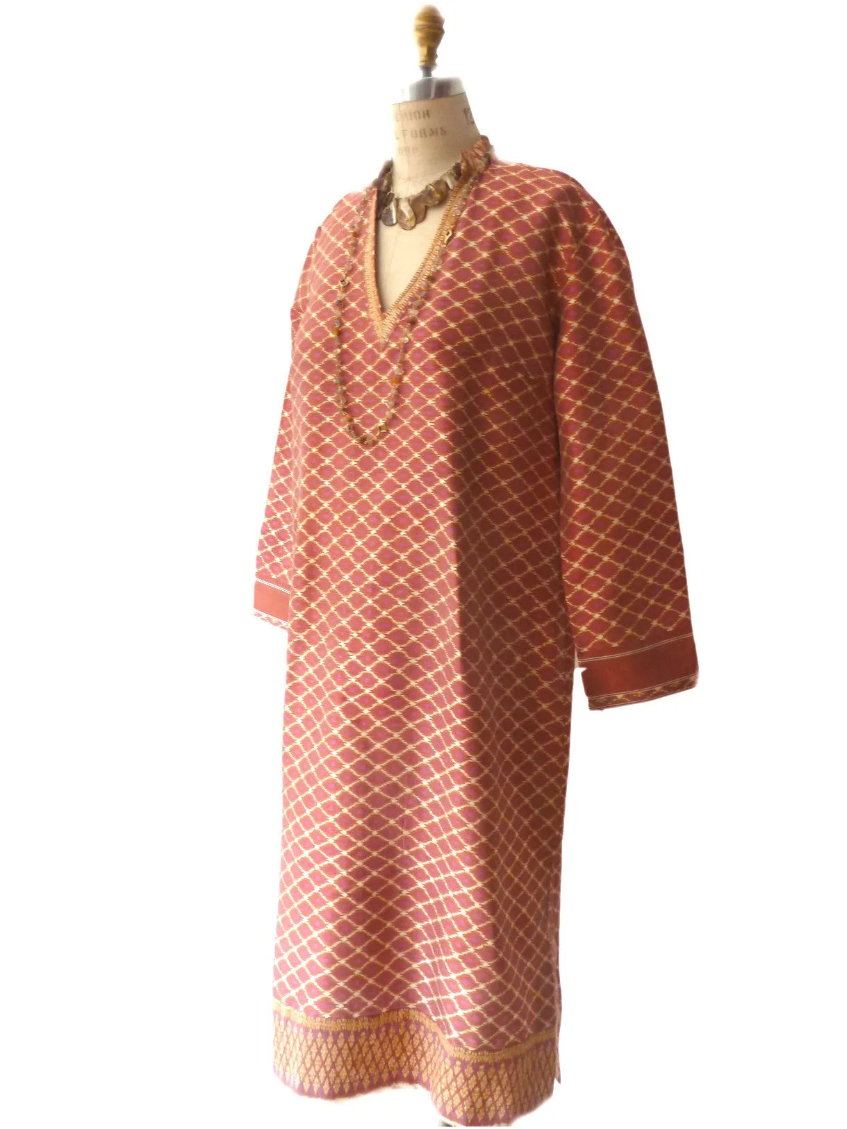 Silk Ikat Tunic Pink Terracotta One Of A Kind