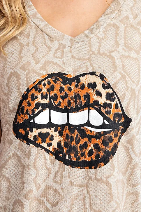Snake & Leopard Lips Top