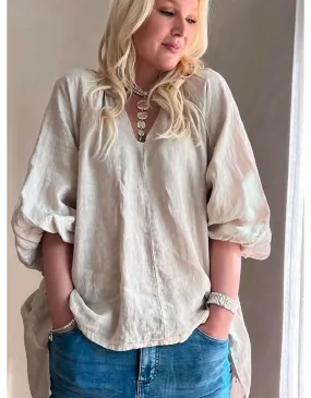 Sweetheart Linen Shirt Sand