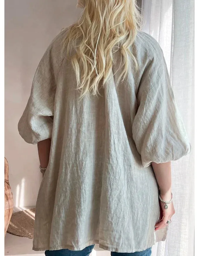 Sweetheart Linen Shirt Sand