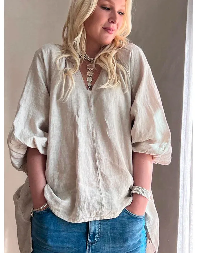Sweetheart Linen Shirt Sand