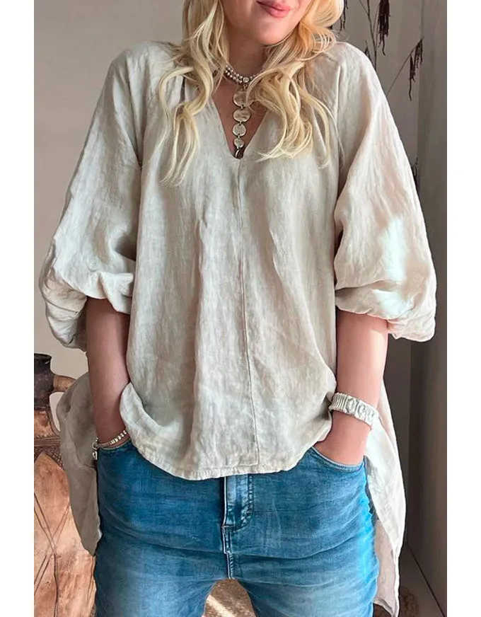 Sweetheart Linen Shirt Sand