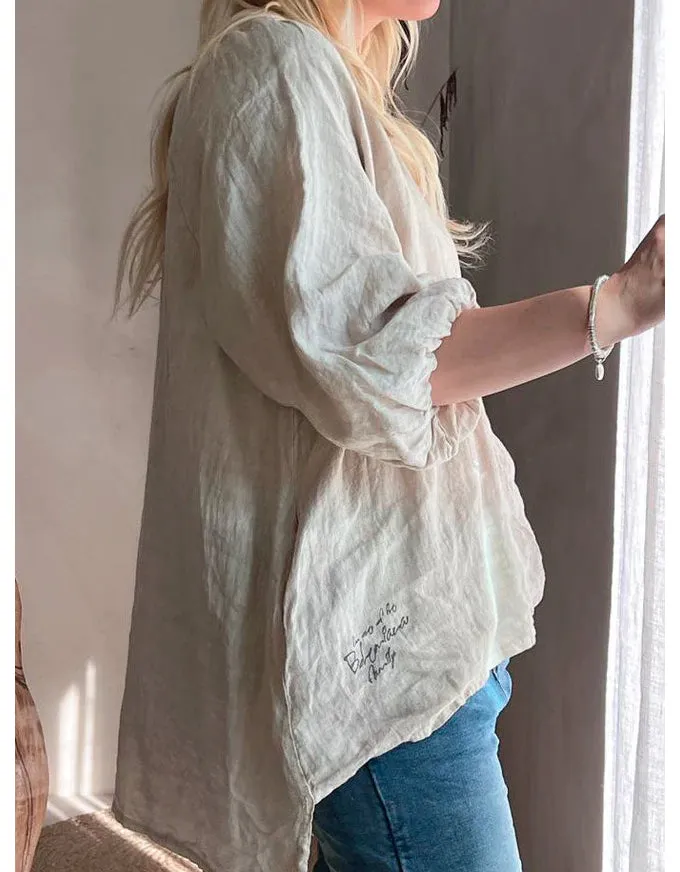 Sweetheart Linen Shirt Sand
