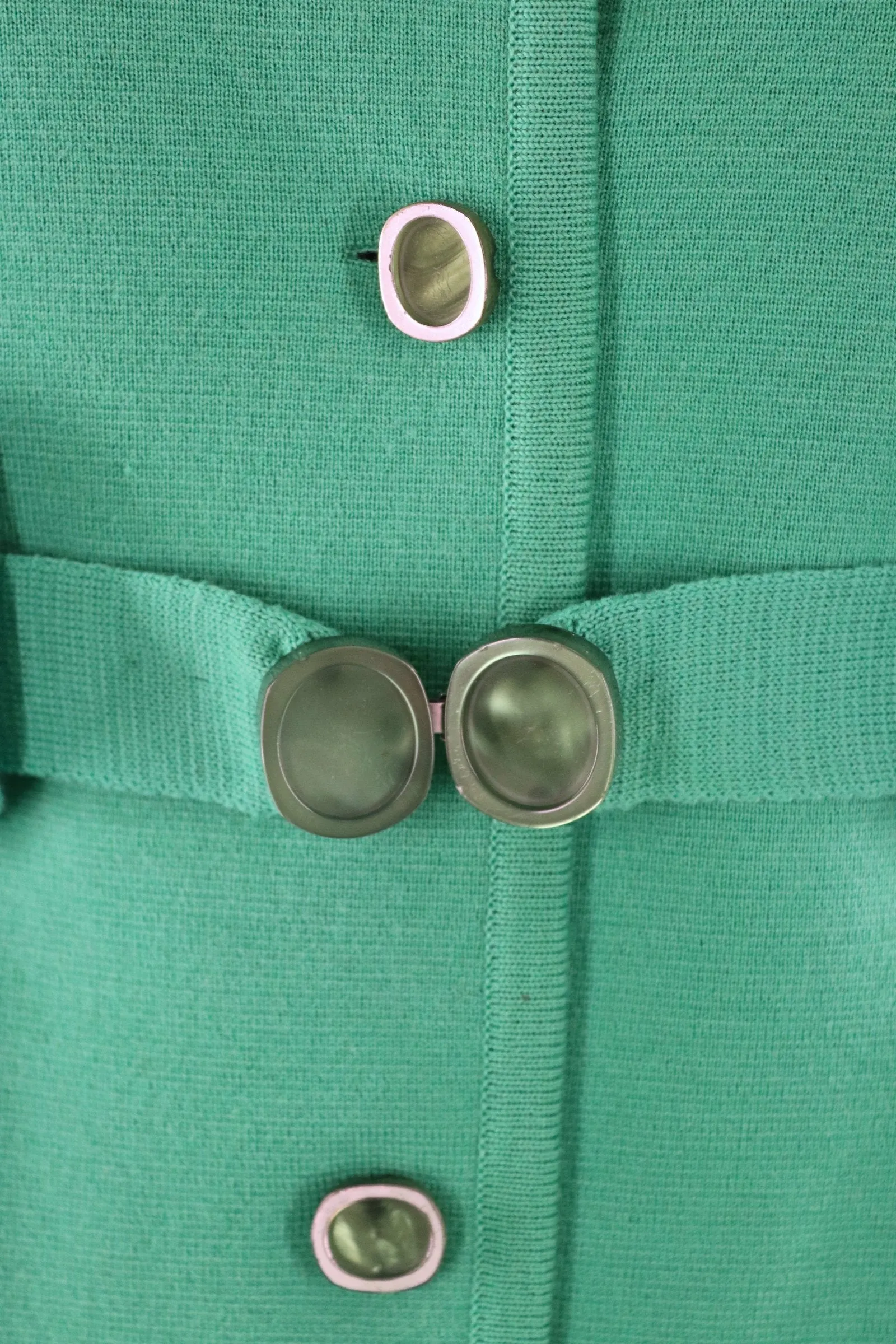 Vintage 1960s Giana Tricots Italian Wool Belted Cardigan Jacket / Kelly Green