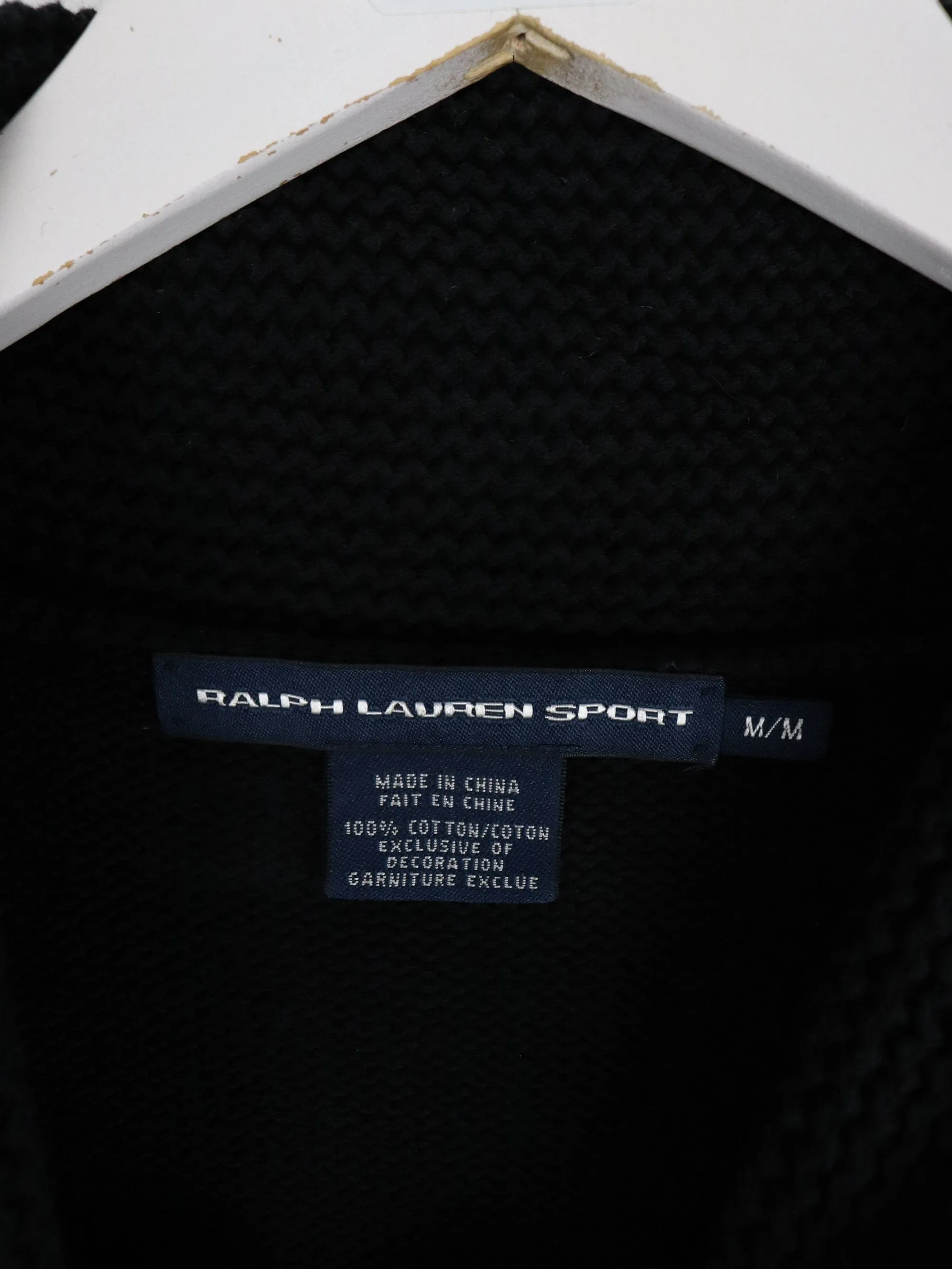 Vintage Polo Ralph Lauren Sport Sweater Youth Medium Black Knit Shawl