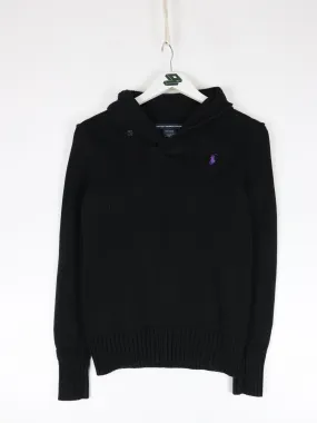 Vintage Polo Ralph Lauren Sport Sweater Youth Medium Black Knit Shawl