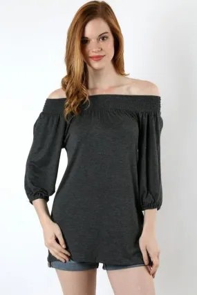 Womens Cold Shoulder Shirt Solid Gray Sizes S/M/L