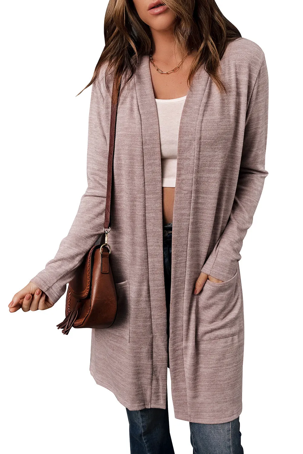 Women's Tunic Back Open Front Cardigan with Pockets