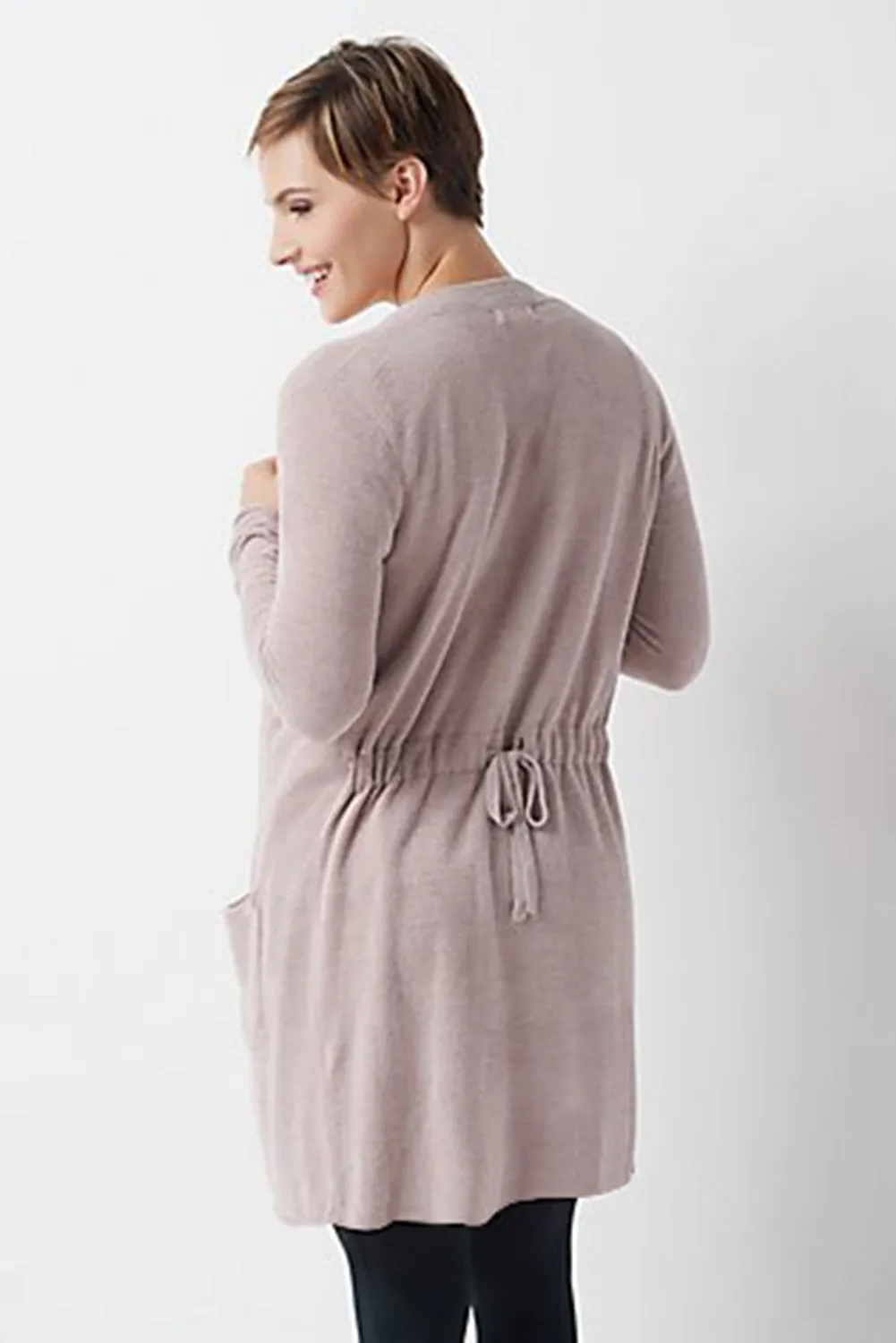 Women's Tunic Back Open Front Cardigan with Pockets