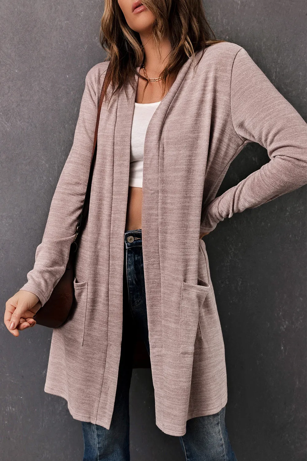 Women's Tunic Back Open Front Cardigan with Pockets