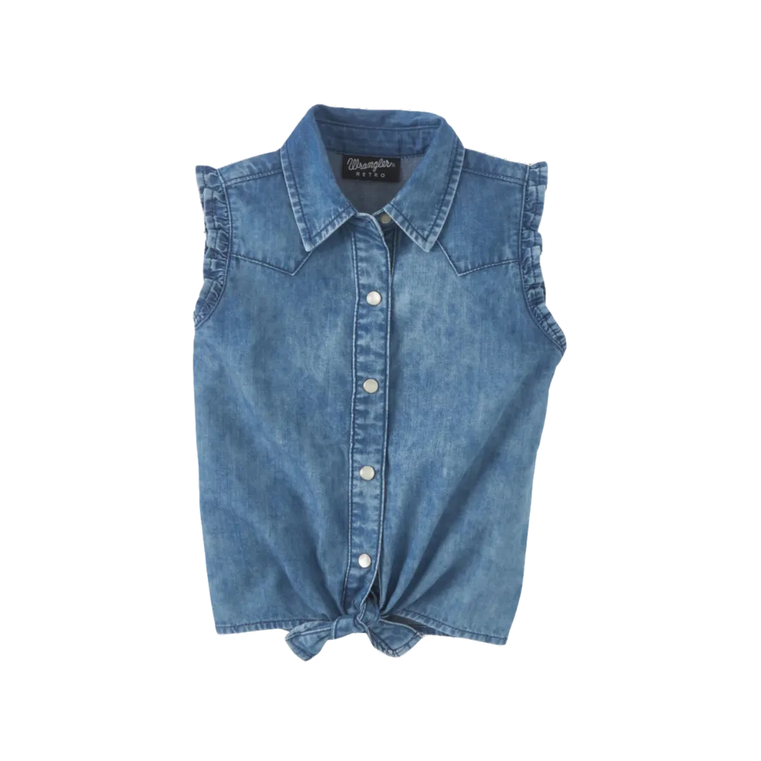 Wrangler Kid's Ruffled Tie Denim Tank Top Shirt